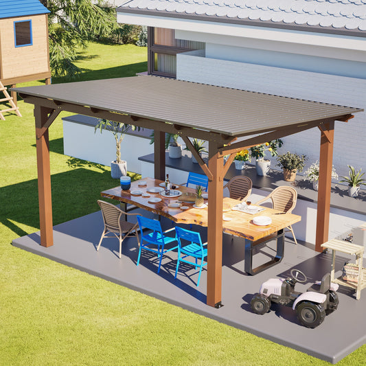 13x10ft Wooden Garden Gazebo with Metal Roof - Yard Noble