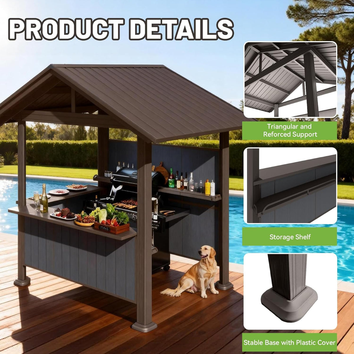 9.4 X 6.2 FT Hardtop Grill Gazebo