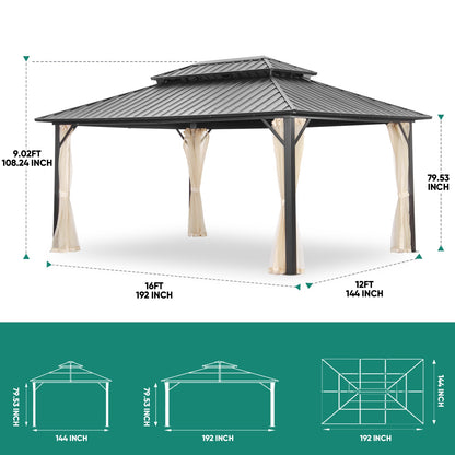 Ainfox 12x16 Ft Patio Gabezo Outdoor Canopy