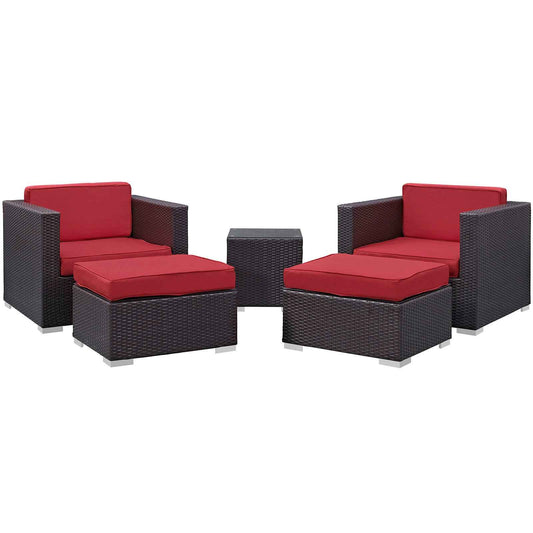 Modway Convene Outdoor Sectional Set - 5-Piece Patio Furniture for Ultimate Comfort - Yard Noble