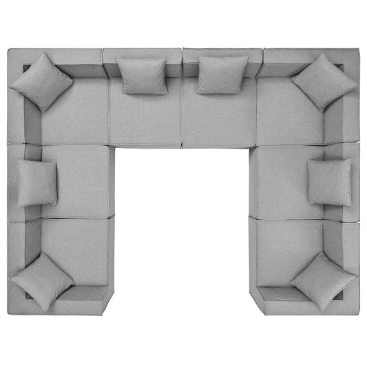 Patio Elegance Sectional Sofa - Saybrook 8-Piece Outdoor Upholstered Sofa by Modway - Yard Noble