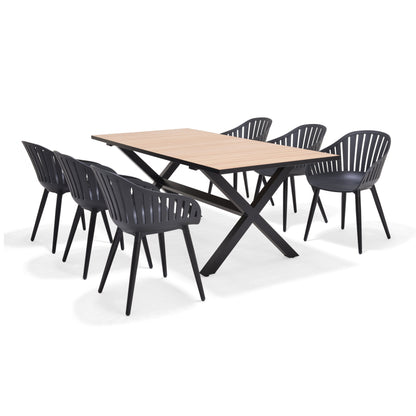 Panama Dark Rectangular Table and 6 Nassau Chairs