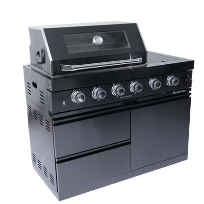 Black Gas Grill Four Burners - Stainless Steel Outdoor Kitchen