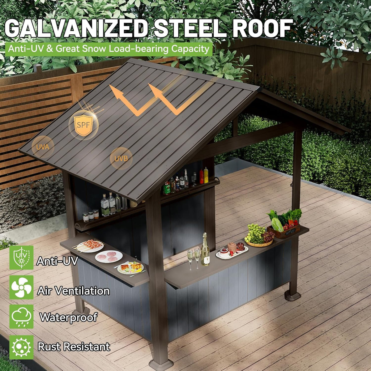 9.4 X 6.2 FT Hardtop Grill Gazebo