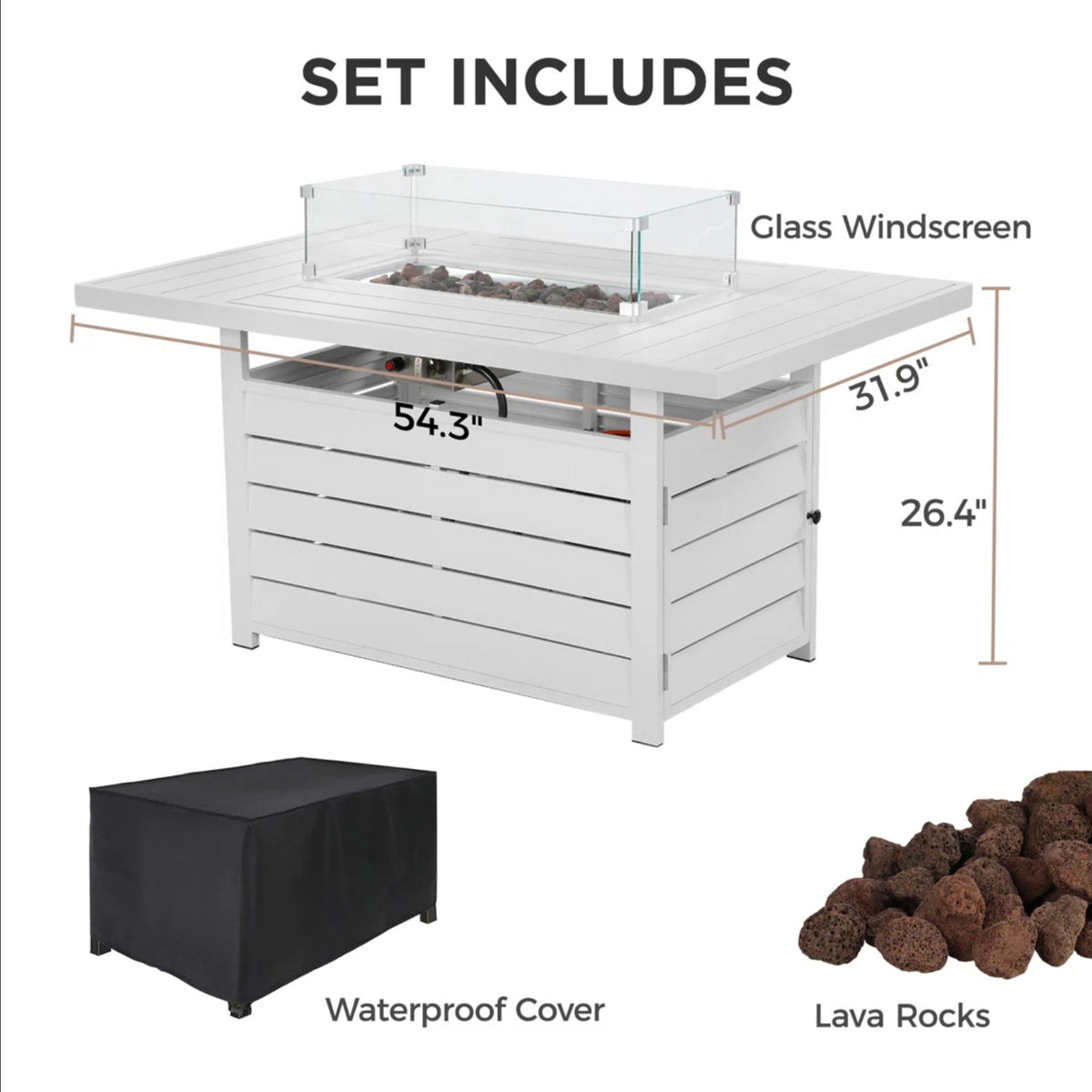 54.3 Inch Outdoor Patio Fire Pit Table
